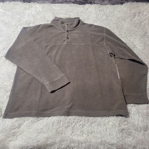 Men's long sleeve texture bark henley sweatshirt L - Picture 6 of 7